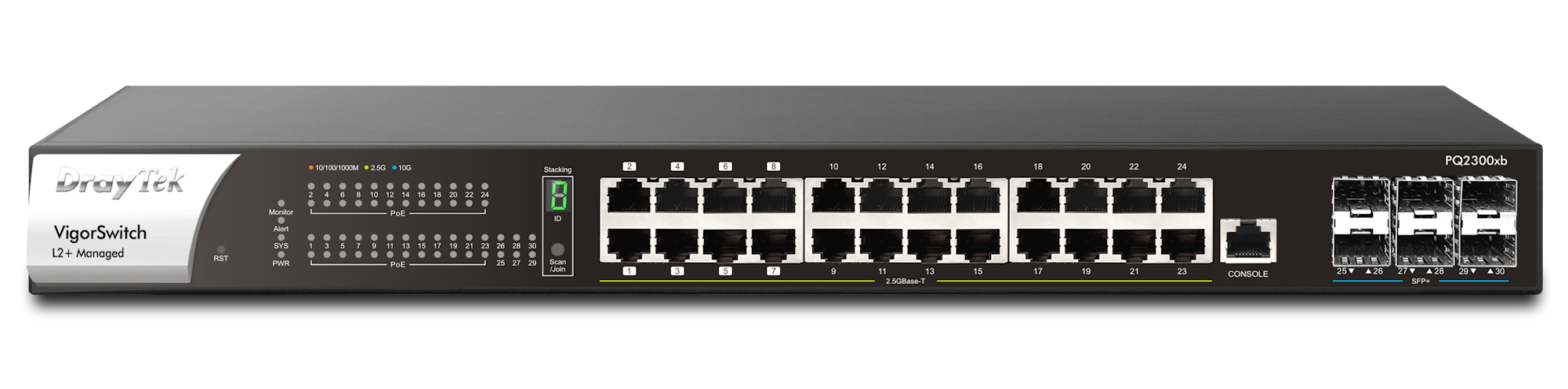 DrayTek PQ2300XB Managed L2+ 2.5G Ethernet (100/1000/2500) Power over Ethernet (PoE) 1U Black