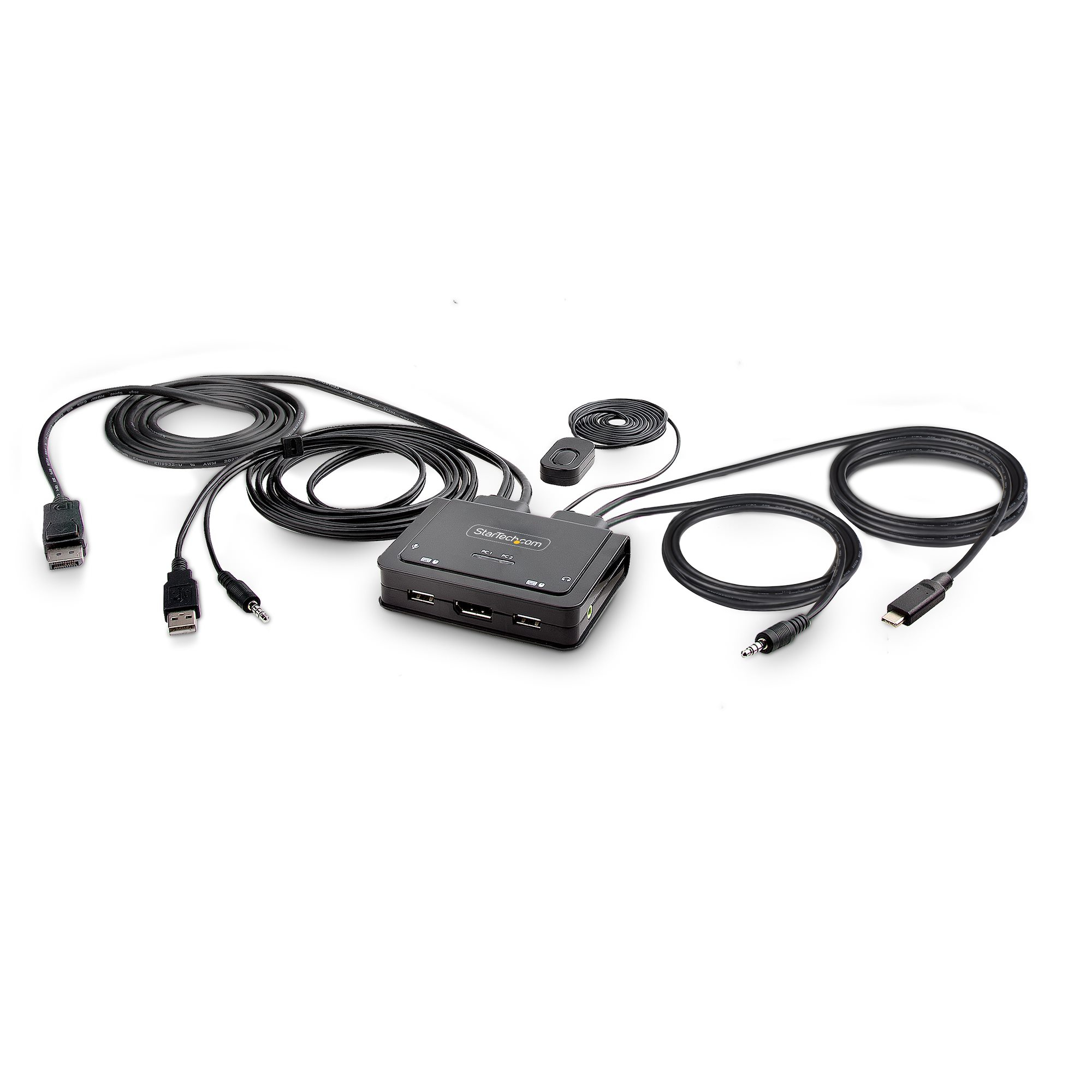 Image of StarTech.com 2-Port Hybrid USB-C DisplayPort Cable KVM Switch, 4K...