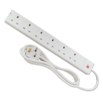 Lindy 2m 6-Way UK Mains Power Extension, White