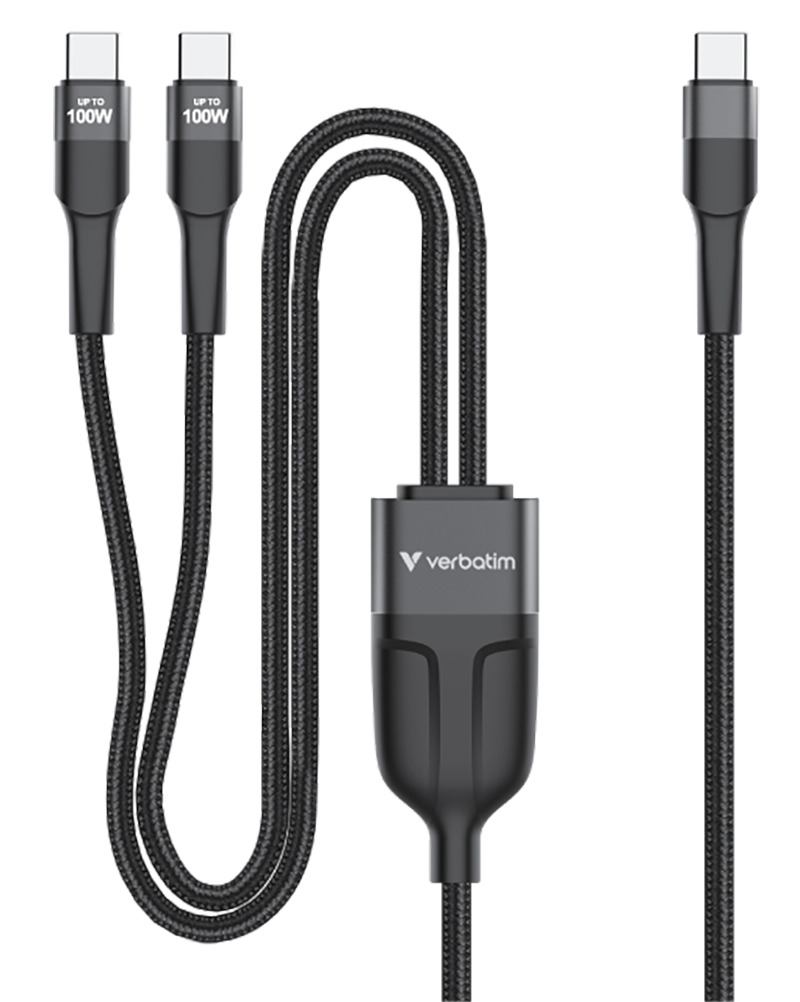 Verbatim Sync & Charge C to C+C 100W 150cm - Grey