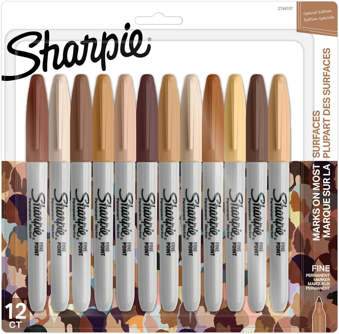 Sharpie 2154107 marker 12 pc(s) Fine tip Beige, Brown, Multicolour