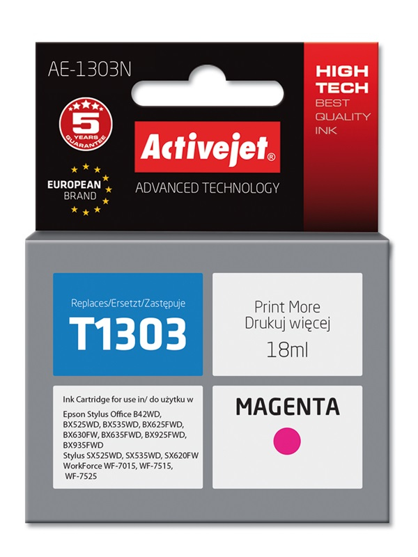 Activejet AE-1303N ink (replacement for Epson T1303; Supreme; 18 ml; magenta)
