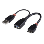 Lindy 31612 USB-kabel USB 3.2 Gen 1 (3.1 Gen 1) 0,5 m Mini-USB B 2 x USB A Zwart