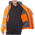 BEESWIFT Bomber Jacket Fleece Lined Hi Vis Orange Large