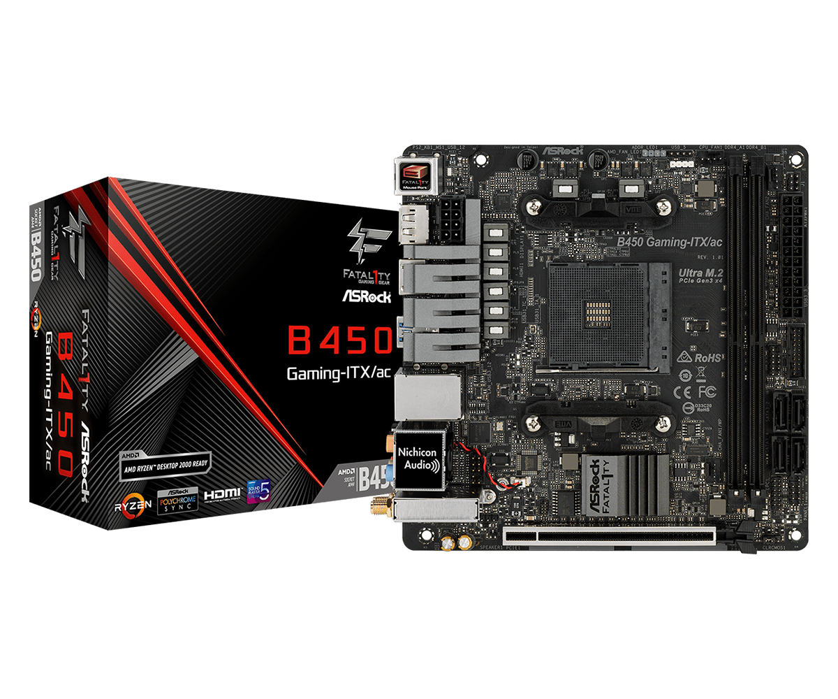Image of Asrock Fatal1ty B450 Gaming-ITX/ac AMD B450 Socket AM4 mini ITX