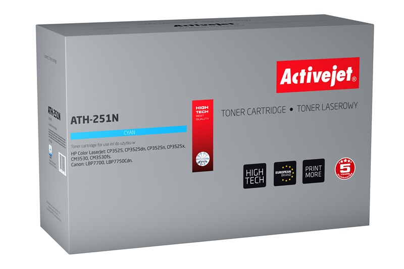 Activejet ATH-251N toner (replacement for HP 504A CE251A, Canon CRG-723C; Supreme; 7000 pages; cyan)