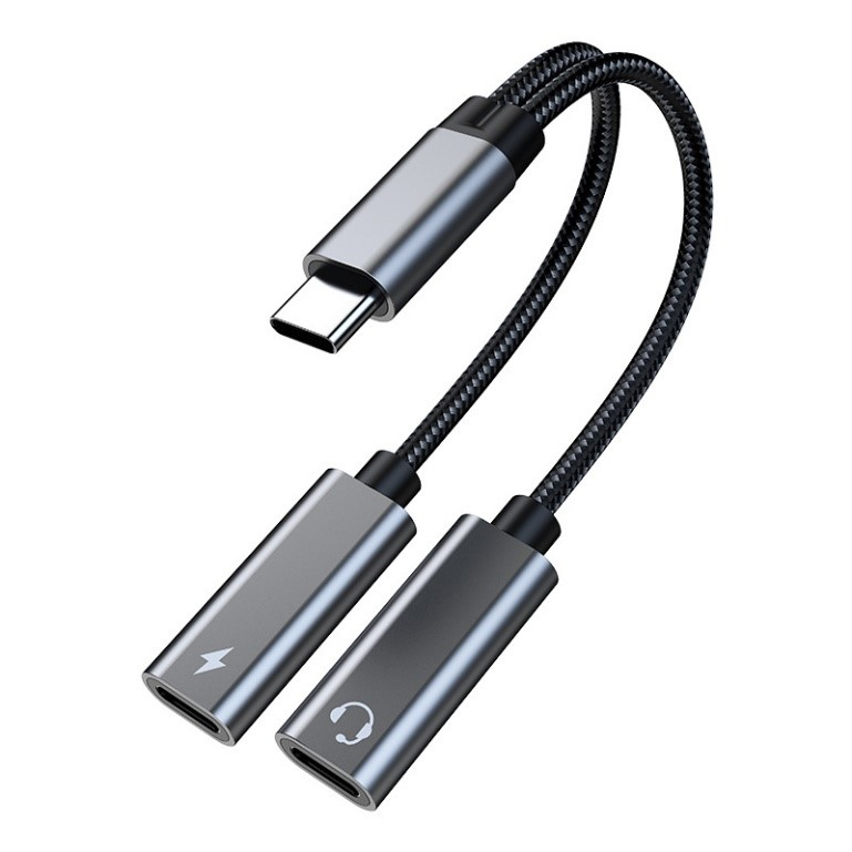 JLC F72 Type C (Male) to 2 x Type C (Female) Cable – Black/Grey