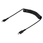 StarTech.com USB C till Lightning-kabel 50 cm, MFi-certifierad, iPhone-spiralladdarkabel, svart, TPE-mantel med slitstark aramidfiber, kraftig Lightning-spiralkabel