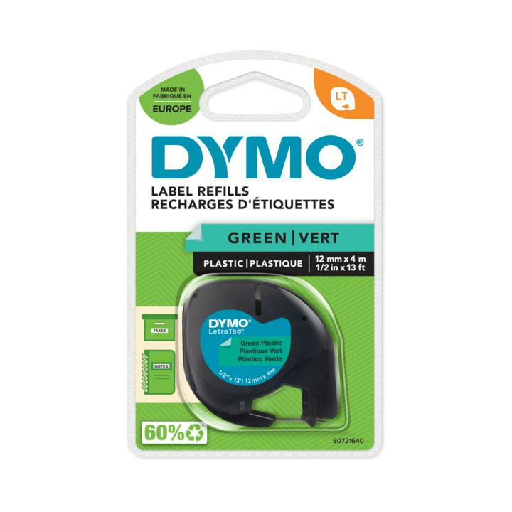 Dymo 91204/S0721640 DirectLabel-etikettes Polyester green 12mm x 4m for Dymo LetraTag