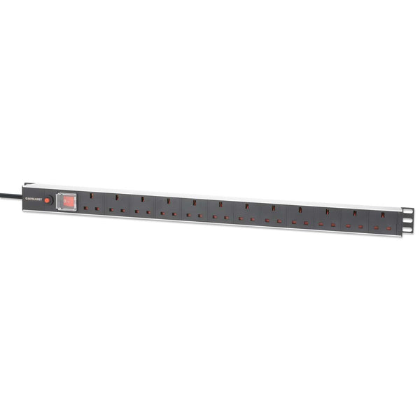 Intellinet Black 19" 1U Pdu 12-Way Uk. Vertical Type. With Switch And O