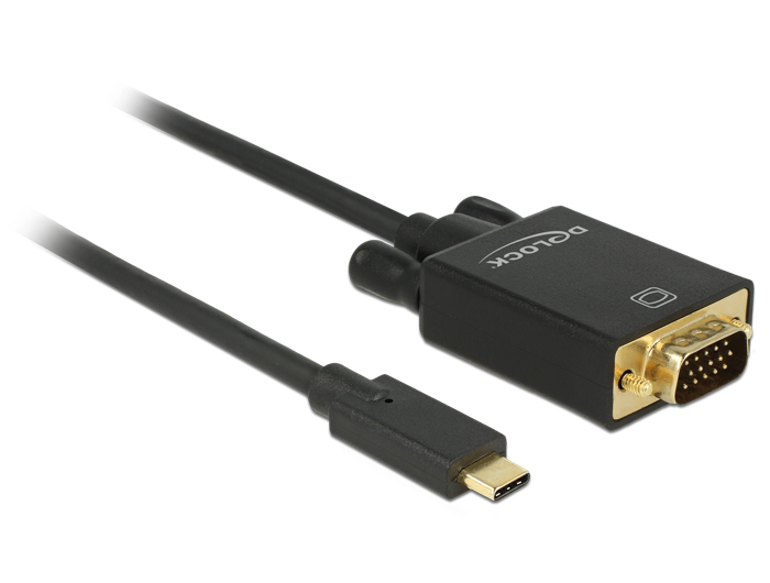 Image of DeLOCK 85263 video cable adapter 3 m USB Type-C VGA (D-Sub) Black