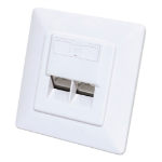 Intellinet 2-Port Cat6 10G Shielded RJ45 Wall Plate Flush Mount with Faceplate, STP, Signal White RAL9003
