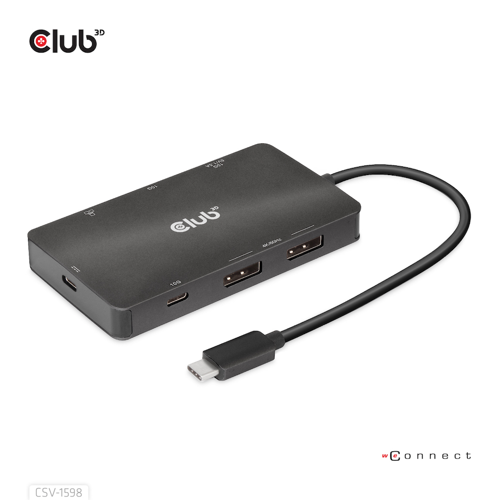 Image of CLUB3D USB Gen2 Type-C to Dual DisplayPort 4k60Hz 7-in-1 HUB