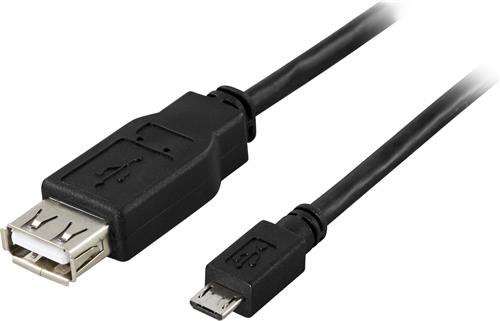 Deltaco USB-73 USB-kablar 0,2 m USB 2.0 USB A Micro-USB B Svart