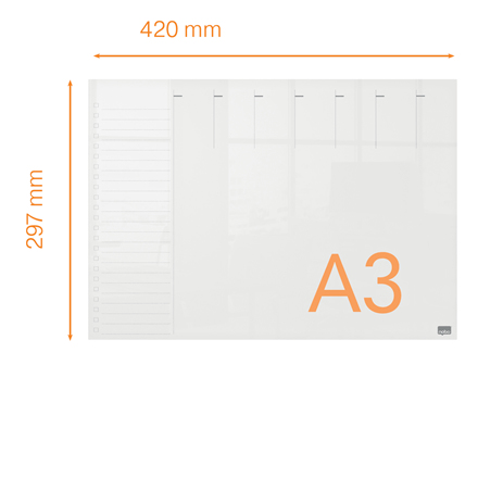 Nobo A3 Transparent Acrylic Mini Whiteboard Weekly Desktop 1915615