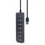 Gembird UHB-U3P1U2P6P-01 interface hub USB 3.2 Gen 2 (3.1 Gen 2) Type-A 5000 Mbit/s Black