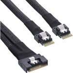InLine Slim SAS cable, SFF-8654 8i to 2x SFF-8654 4i, 0.5m