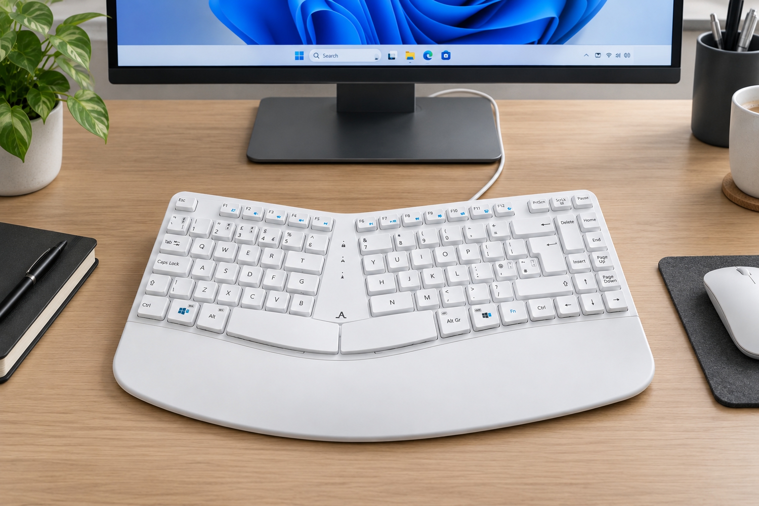 Accuratus Contour White - USB Type A/C Sculptured Ergonomic Split Key
