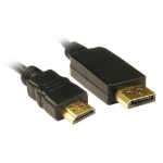 Jedel DisplayPort Male to HDMI Male Converter Cable 1.8 Metres Black