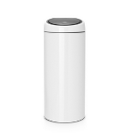 Brabantia Touch Bin, 30L Rond Kunststof, Roestvrijstaal Wit