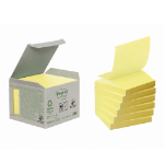 3M Post-it® Recycled Z-Notes, Canary Yellow, 76 mm x 76 mm, 100 Sheets/Pad, 6 Pads/Pack, 100% PEFC Recycled SGSCH-PEFC-COC-110078