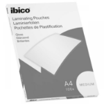 Ibico Basics A4 Gloss Laminating Pouches Medium - Pack of 100
