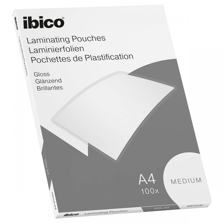 627309 Ibico Basics A4 Gloss Laminating Pouches Medium - Pack of 100