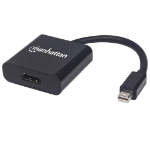 Manhattan Mini DisplayPort 1.2a to HDMI Adapter Cable, 4K@60Hz, Active, 19.5cm, Male to Female, Black, Three Year Warranty, Polybag
