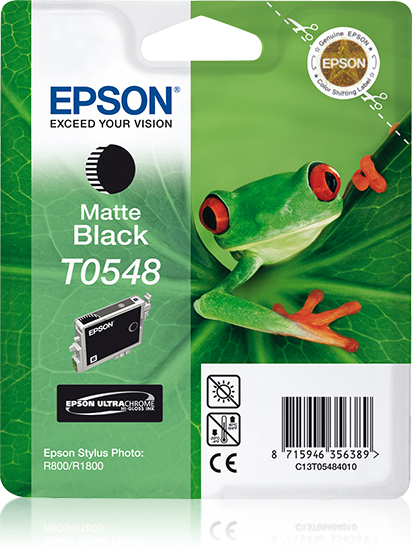 Image of Epson C13T05484010/T0548 Ink cartridge black matt, 550 pages...