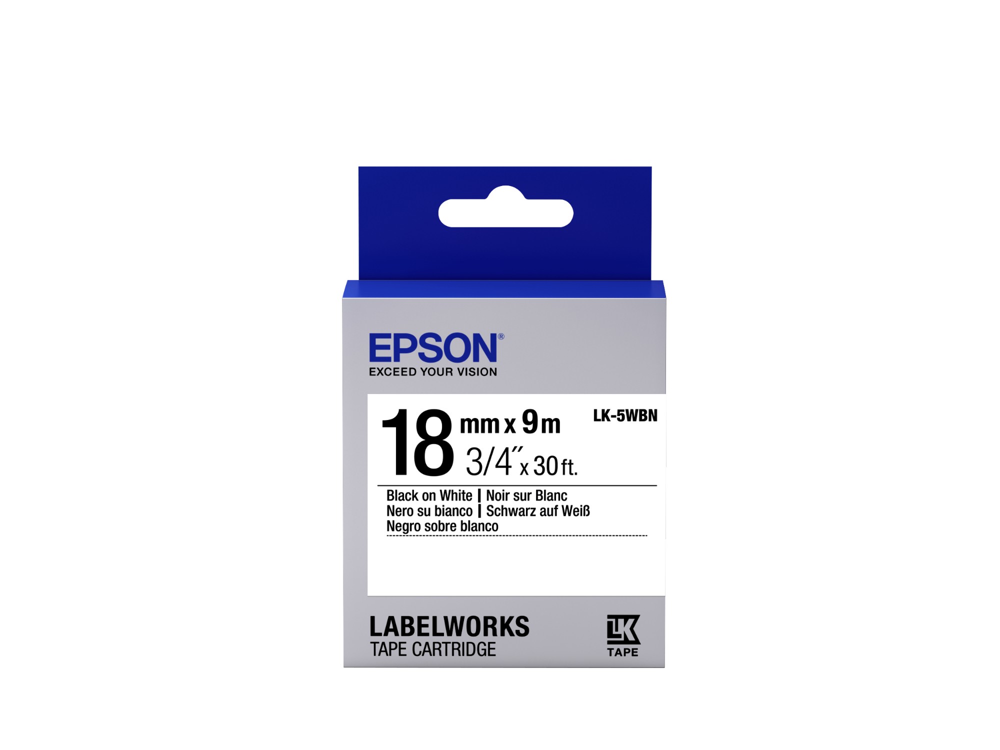 Epson Black/White C53s655006/Lk-5Wbn Ribbon On 18Mm X 9M For Lab