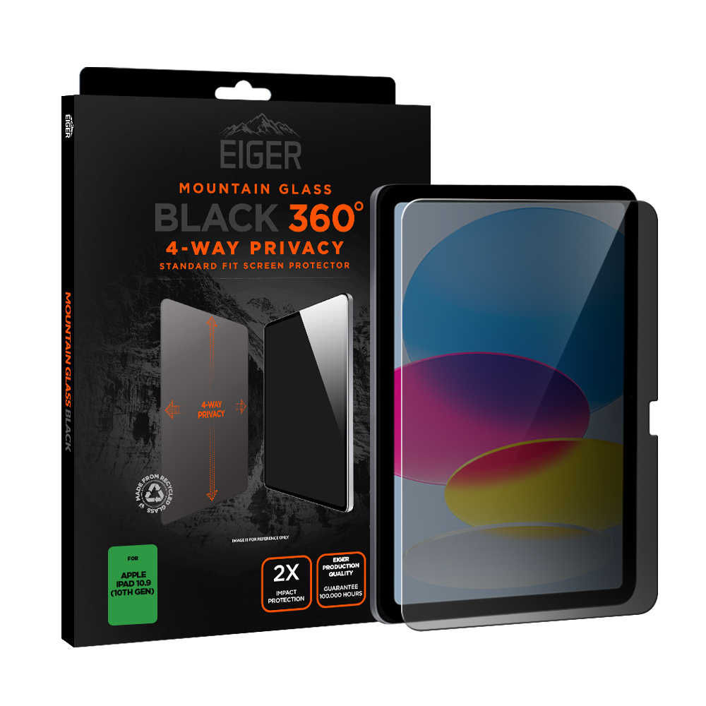 Eiger VERRE TREMPE PREMIUM ASAHI 2.5D PRIVACY 360° POUR APPLE IPAD 10.