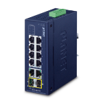 PLANET Industrial 8-Port 10/100TX + Unmanaged Fast Ethernet (10/100) Blauw