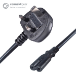connektgear 2m UK Mains Power Cable UK Plug to C7 (Figure 8) Socket