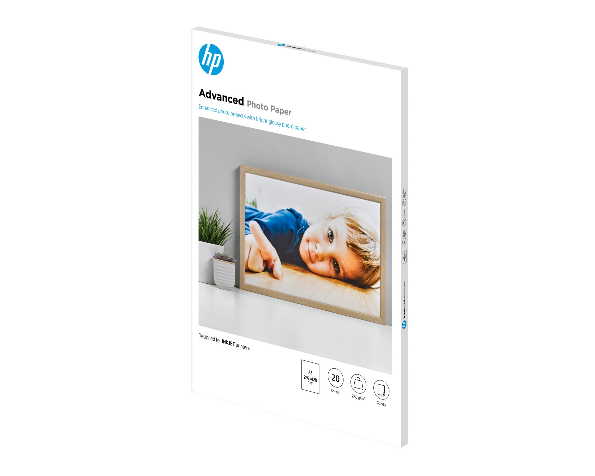 HP Advanced Glossy Photo Paper A3 250gsm (Pack of 20) Q8697A