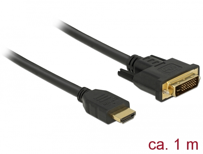 Image of DeLOCK 85652 video cable adapter 1 m HDMI Type A (Standard) DVI Black