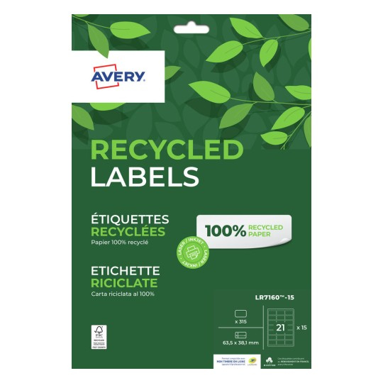 Image of Avery LR7160-15 printer label White Self-adhesive printer label