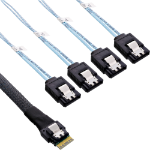 InLine Slim SAS cable, SFF-8654 to 4x SATA 7-pin, 12Gb/s, 1m