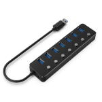 Gembird UHB-U3P7P-01 interface hub USB 3.2 Gen 1 (3.1 Gen 1) Type-A 5000 Mbit/s Black