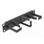 DeLOCK 10″ Cable Management Routing Panel with 3 metal hooks (2 x horizontal, 1 x vertical) 1U black