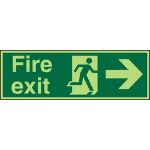 SECO by Stewart Superior SECO Photoluminescent Safe Procedure Safety Sign Fire Exit Man Running and Arrow Pointing Right Glow In The Dark 450 x 150mm - SP121PLV450X150