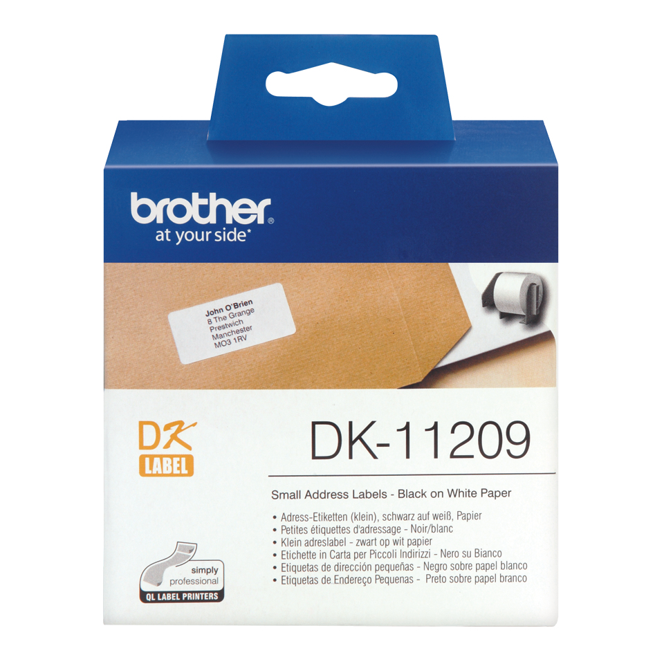 Brother DK-11209 DirectLabel Etikettes 29mm x 62mm 800 for Brother P-Touch QL/700/800/QL 12-102mm/QL 12-103.6mm