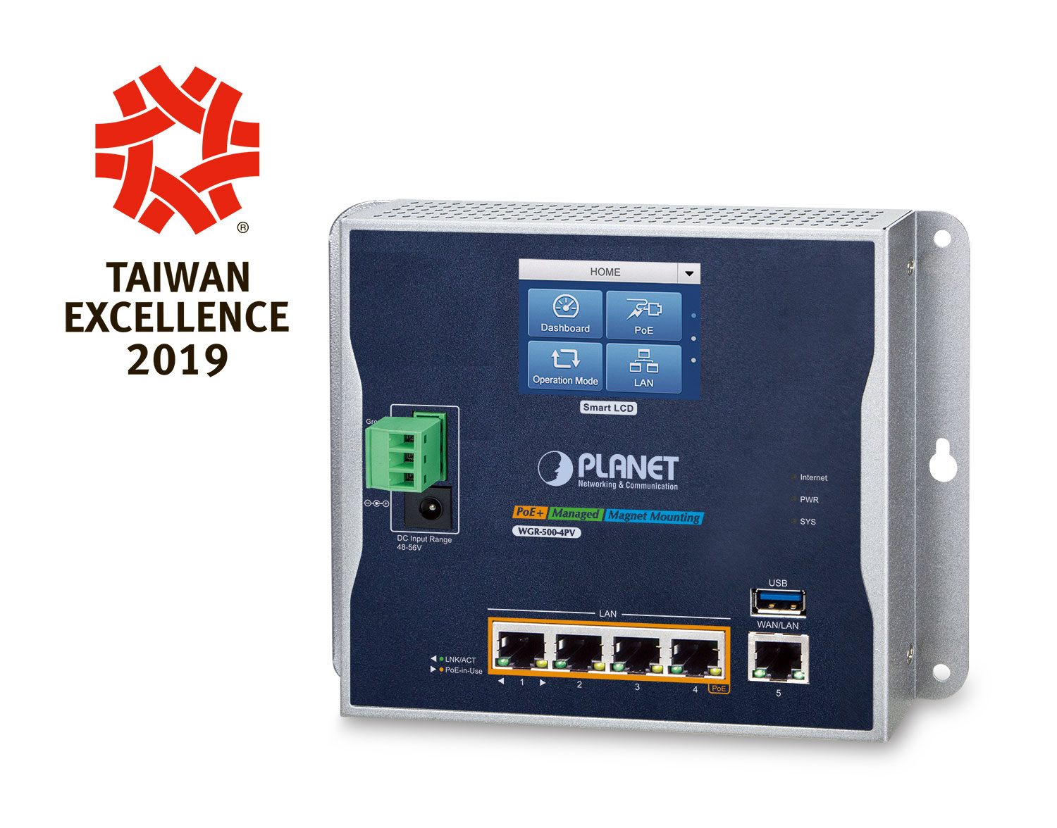 Image of PLANET IP30 Industrial Wall-mount wired router Gigabit Ethernet...