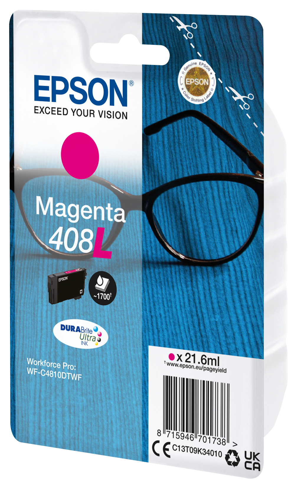 Epson C13T09K34010/408L Ink cartridge magenta high-capacity, 1.7K pages 21,6ml for Epson WF-C 4810