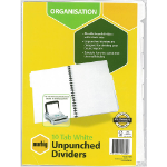 MARBIG DIVIDERS UNPUNCHED A4 WHITE 10 TAB