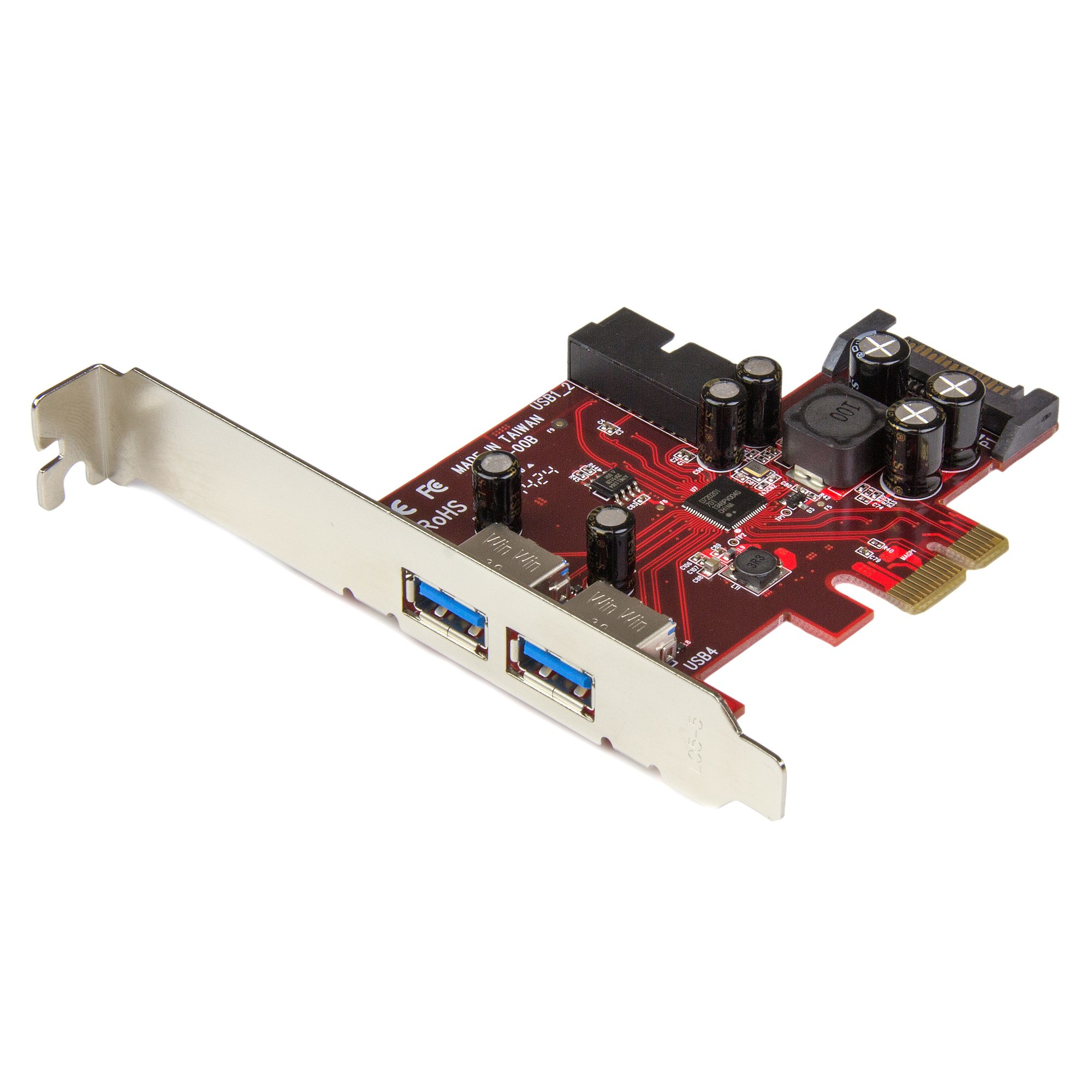 Image of StarTech.com 4 Port PCI Express USB 3.0 Card - 2 External & 2...