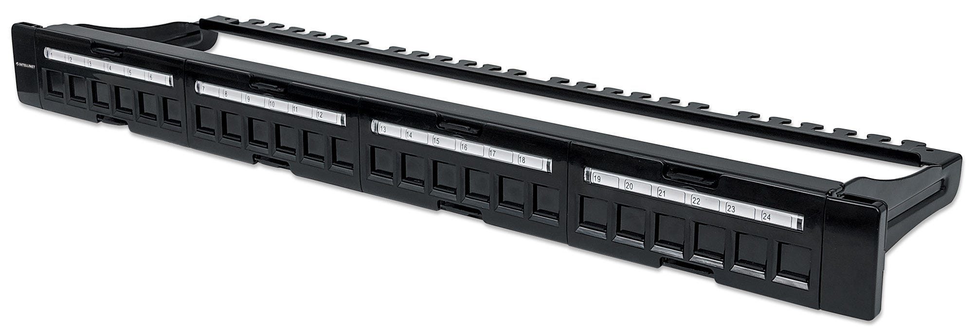 Image of Intellinet Patch Panel, Blank, 1U, 24-Port, Black