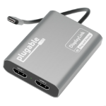 PLUGABLE TECHNOLOGIES USBC-6950M Portable USB-C to Dual 4K DisplayLink Certified HDMI Adapter