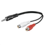 Microconnect AUDALHF02 audio kabel 0,2 m 3.5mm 2 x RCA Zwart