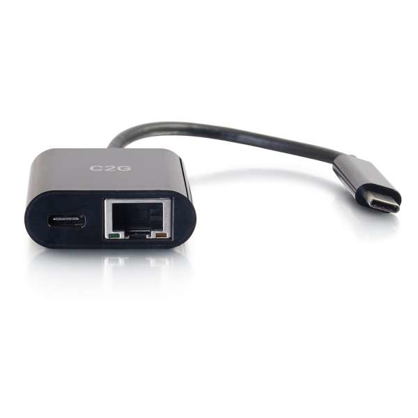Image of C2G USB C to Ethernet Adapter With Power Delivery - Black -...