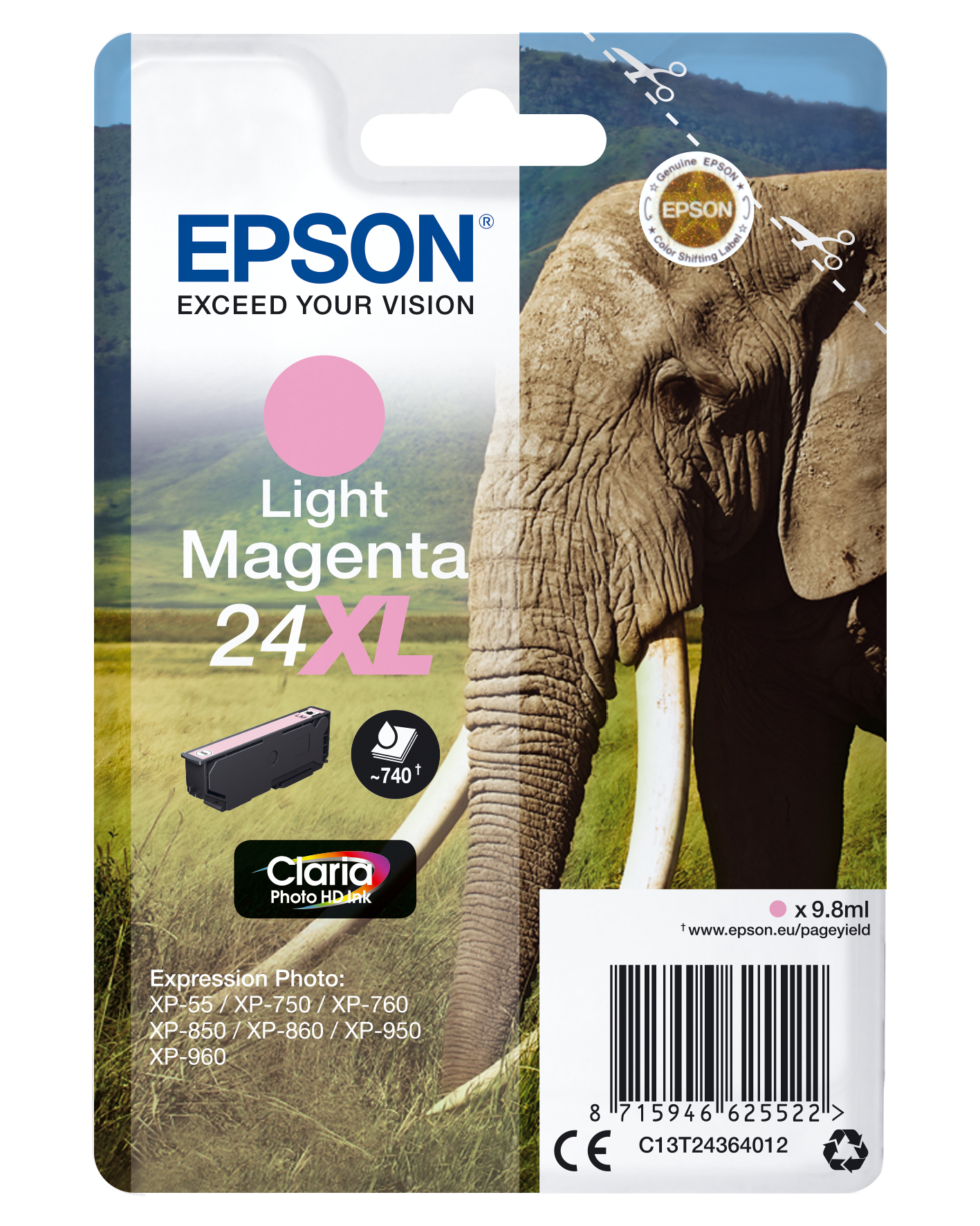 Image of Epson C13T24364012/24XL Ink cartridge light magenta high-capacity,...